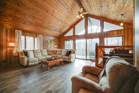 TV, fireplace, books