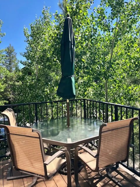 Deck with table and chairs (not in winter)