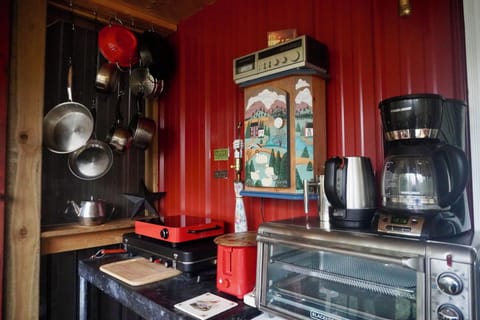 Fridge, oven, stovetop, coffee/tea maker