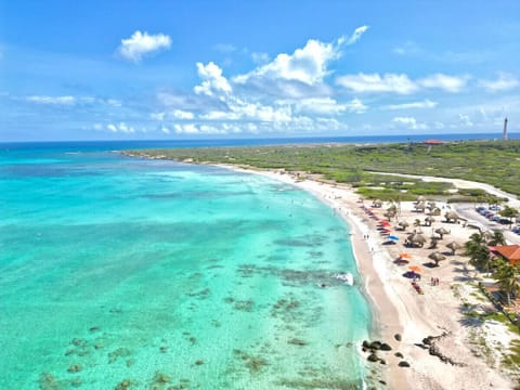 Beach nearby, sun loungers, beach towels