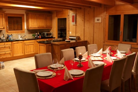 Dining table and kitchen