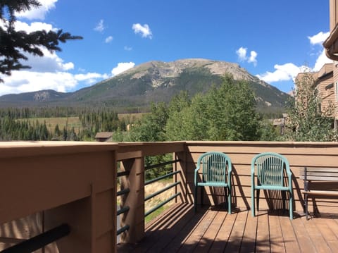 view from clubroom deck of Buffalo Mountain taken from outdoor hot tub