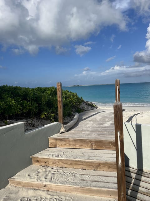 On the beach, sun loungers, beach towels