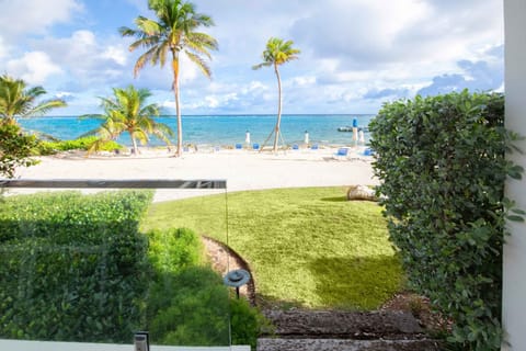 On the beach, sun loungers, beach towels