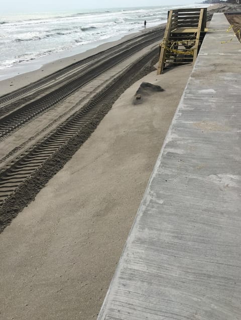 On the beach, sun loungers, beach towels