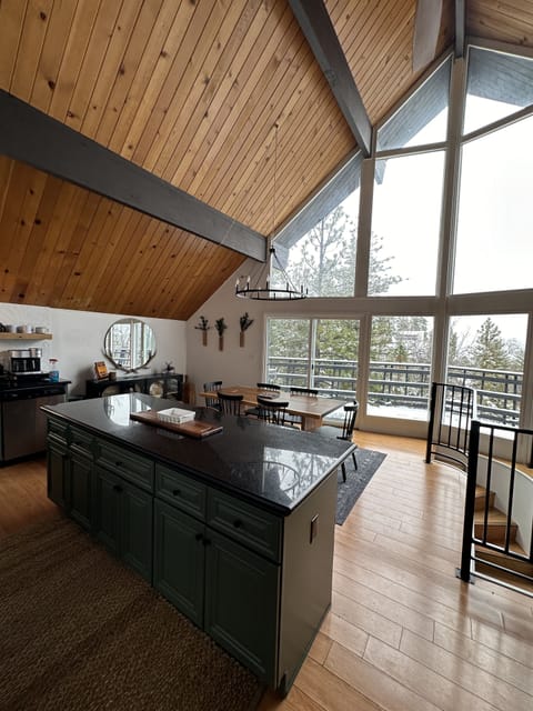Large kitchen island and dining area