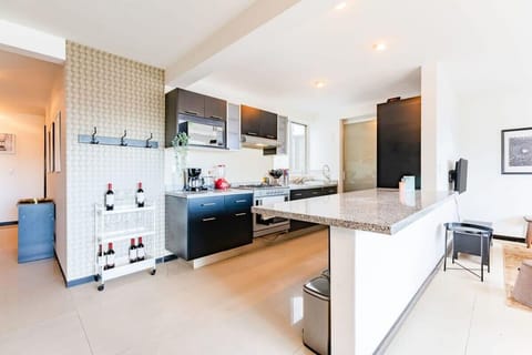 A spacious fully-equipped kitchen