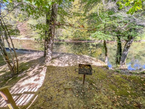 Large Back Yard over river with Grill