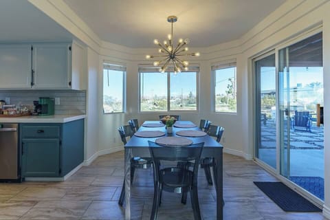 View of the desert back yard from the dining room.