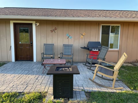 Relax on the patio to enjoy a glass of wine or a cup of coffee