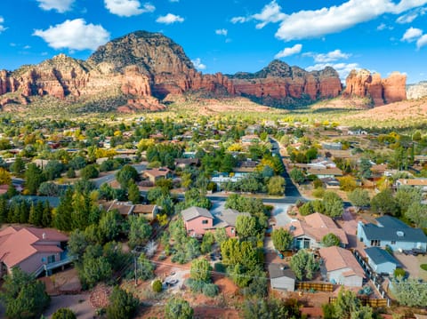 Drone view of property