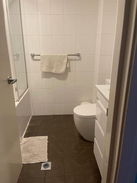 Combined shower/tub, hair dryer, towels, soap