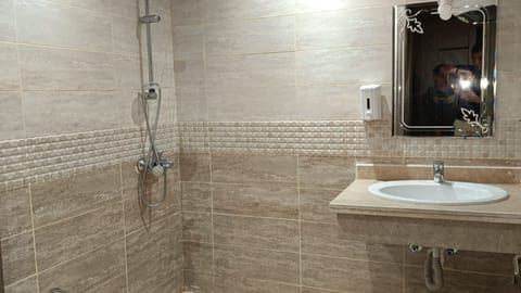 Combined shower/tub, eco-friendly toiletries, hair dryer, bidet