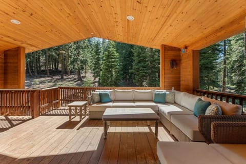 Back deck with beautiful forest views