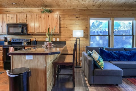 Living room and kitchen bar