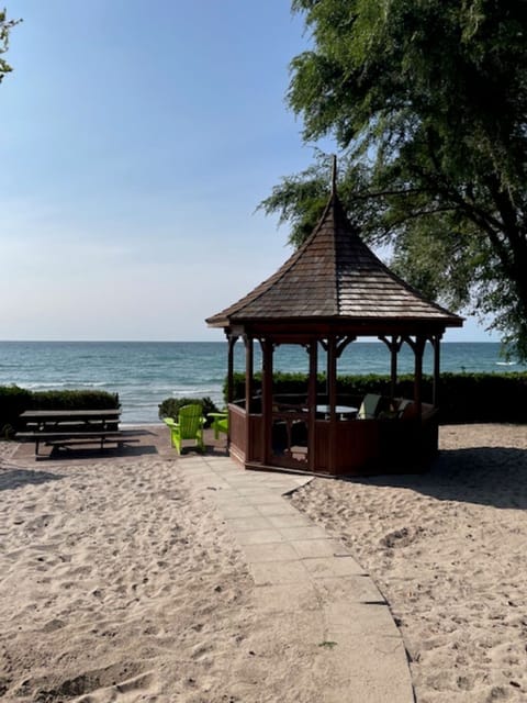 On the beach, sun loungers, beach towels