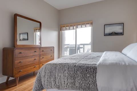 King Bed with a ton of nature light when you want it, blinds for when you don't!