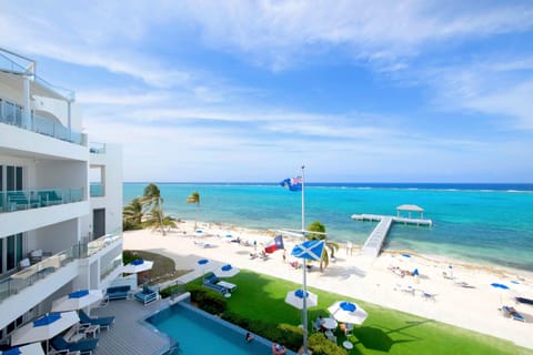 On the beach, sun loungers, beach towels