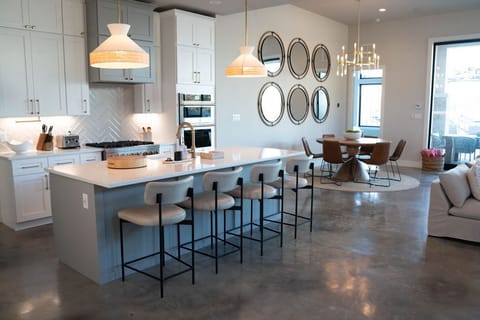 Fully stocked kitchen.