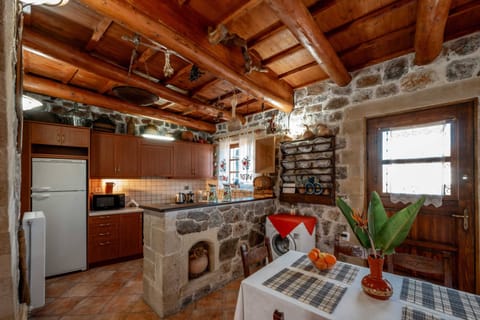 Rustic Kitchen with Stone Walls – Blending tradition and modern function.