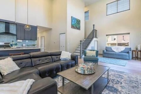 Living Room Kitchen - Gray Queen pull out sofa in back