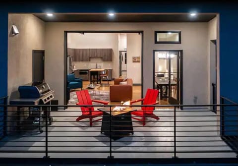 This home glows at night! Enjoy relaxing in the evenings around the firepit.