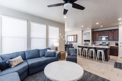 Well-appointed kitchen and gathering space