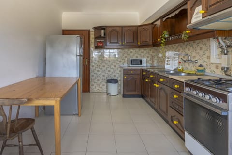 Fridge, microwave, oven, cookware/dishes/utensils