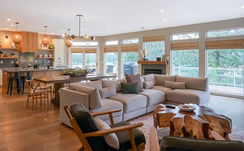 Bright, open living space with wall-to-wall windows.