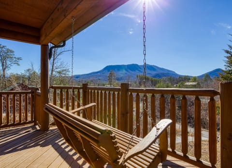 Pigeon Forge Vacation Rental "Magic Views" - Main level back deck with swing