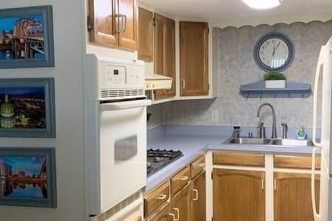 Everything you need, including two coffee makers, hand mixer, blender, and toaster.