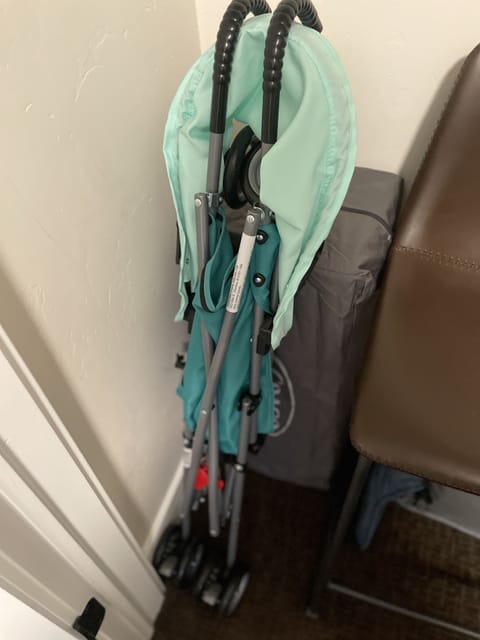 Baby supplies include stroller, porta-crib and high chair