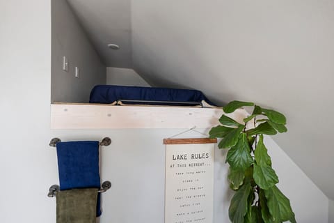 Loft with ladder. Full size bed.