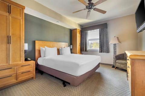 Wake up refreshed in a sunlit king room with warm wood tones.