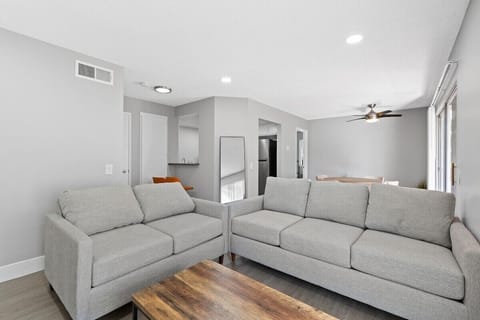 Walk into your clean and cozy living room space perfect for lounging!