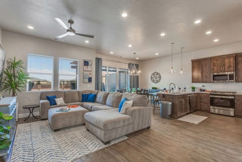 Open concept living and dining