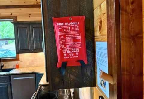 The kitchen also has a fire blanket for our guests' safety.
