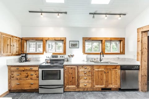 The kitchen comes equipped with all the essentials and more.