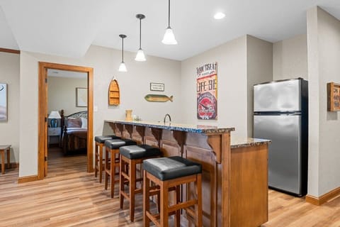 Downstairs bar with extra fridge