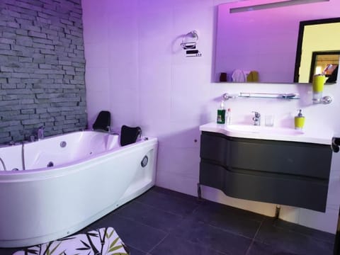Bathroom | Combined shower/tub, jetted tub, hair dryer, bidet