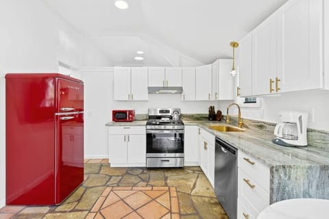 Granite countertops and full size appliances.