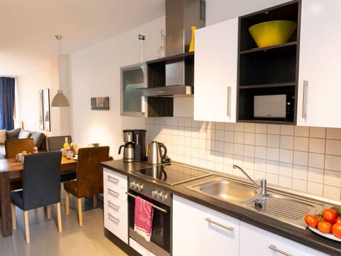 Kitchen, Countertop, Kitchen Appliance, Furniture, Interior Design, Flooring, Major Appliance, Cabinetry, Floor, Room