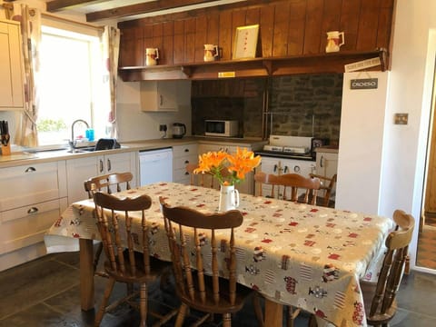 Kitchen with dining table and chairs, range cooker