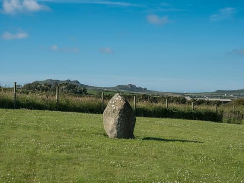 Countryside view with standing stone