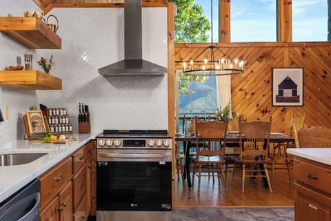 Stove and spice rack ready for all your culinary creations