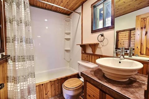 Shower, jetted tub, hair dryer, towels