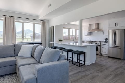 Living Room with Sofa Sleeper, kitchen