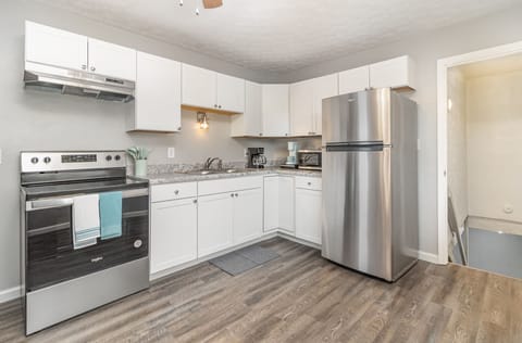 Kitchen is stocked with everything you may need to cook a meal.