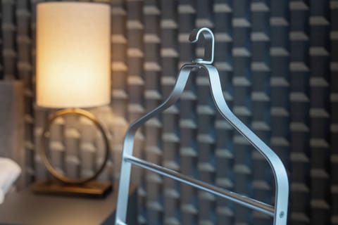 Sleek and modern hanger detail, blending functionality with a touch of elegance in the wardrobe space.