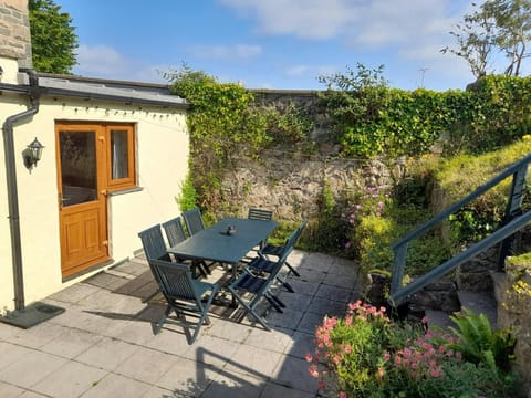 Patio area with table and chairs